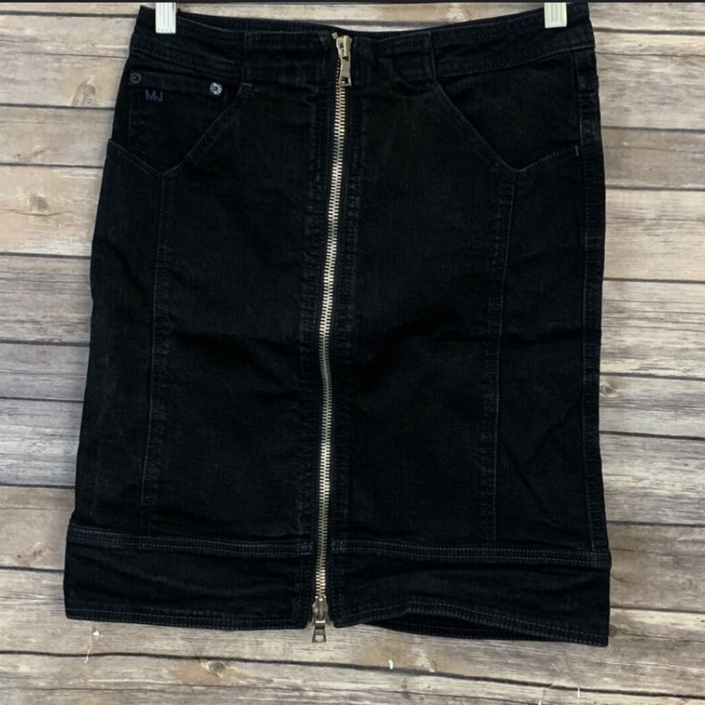 Marc by Marc Jacobs black denim front double zip up skirt